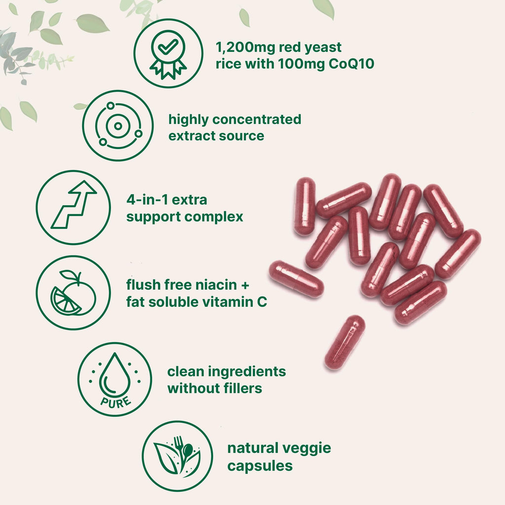 Red Yeast Rice with CoQ10 1200mg 240 Veggie Capsules H2706