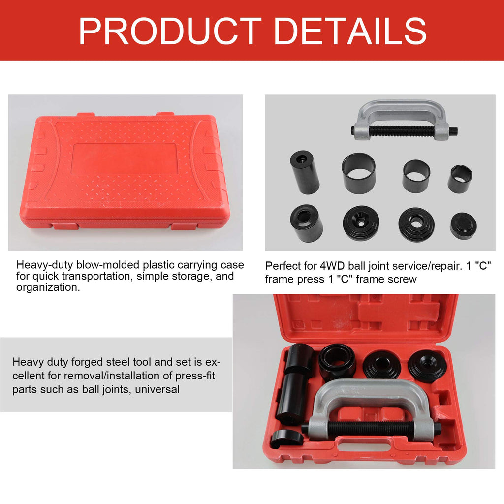 Heavy Duty Ball Joint Press & U Joint Removal Tool Kit with 4x4 Adapters D334015