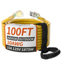 100ft 10 Gauge Waterproof Outdoor Extension Cord Yellow S782556