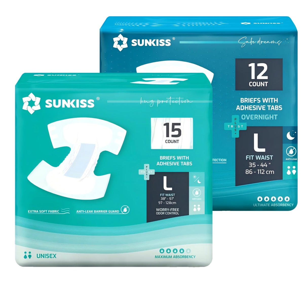 Adult Diapers L 15 Count & Overnight Adult Diapers L 12 Count K76834