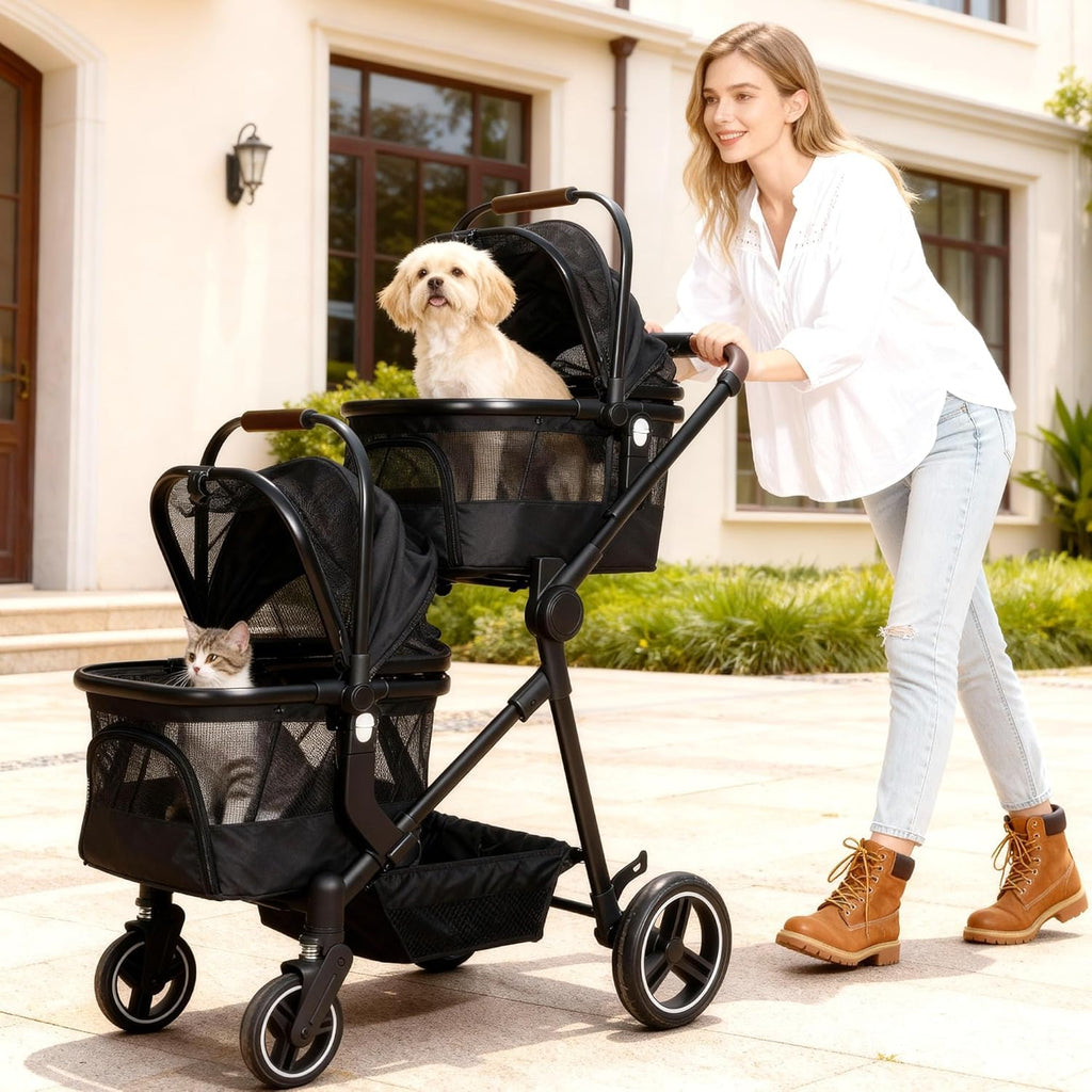 Foldable Double Pet Stroller E34930