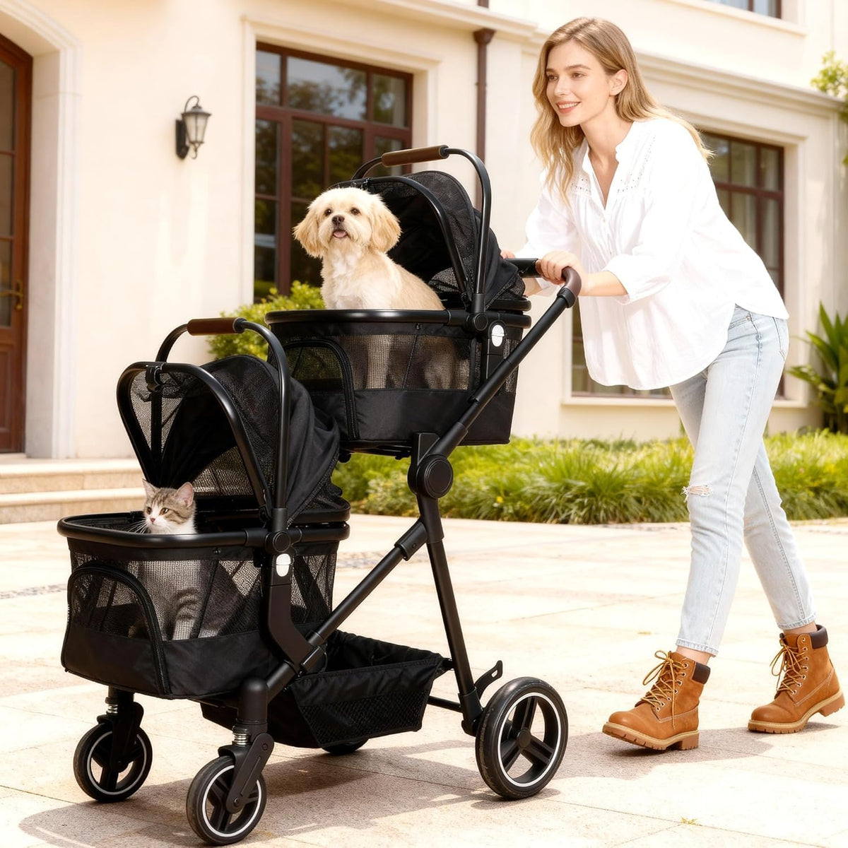 Foldable Double Pet Stroller E34930