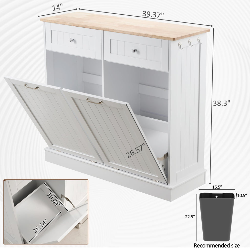 White 2x13 Gallons Tilt Out Trash Can Cabinet Y680600