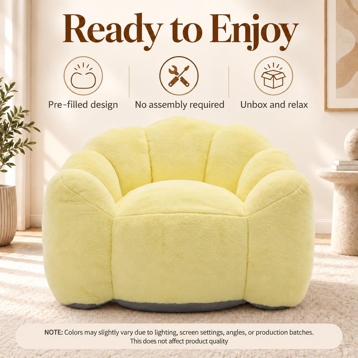 Yellow Memory Foam Bean Bag Chair G320289