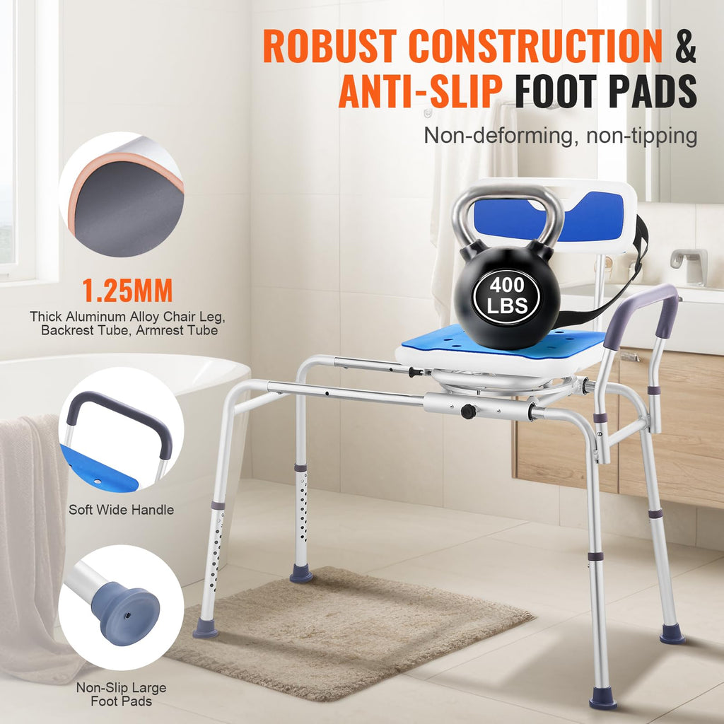 Sliding Tub Transfer Bench with 360 Degree Swivel Seat V13849