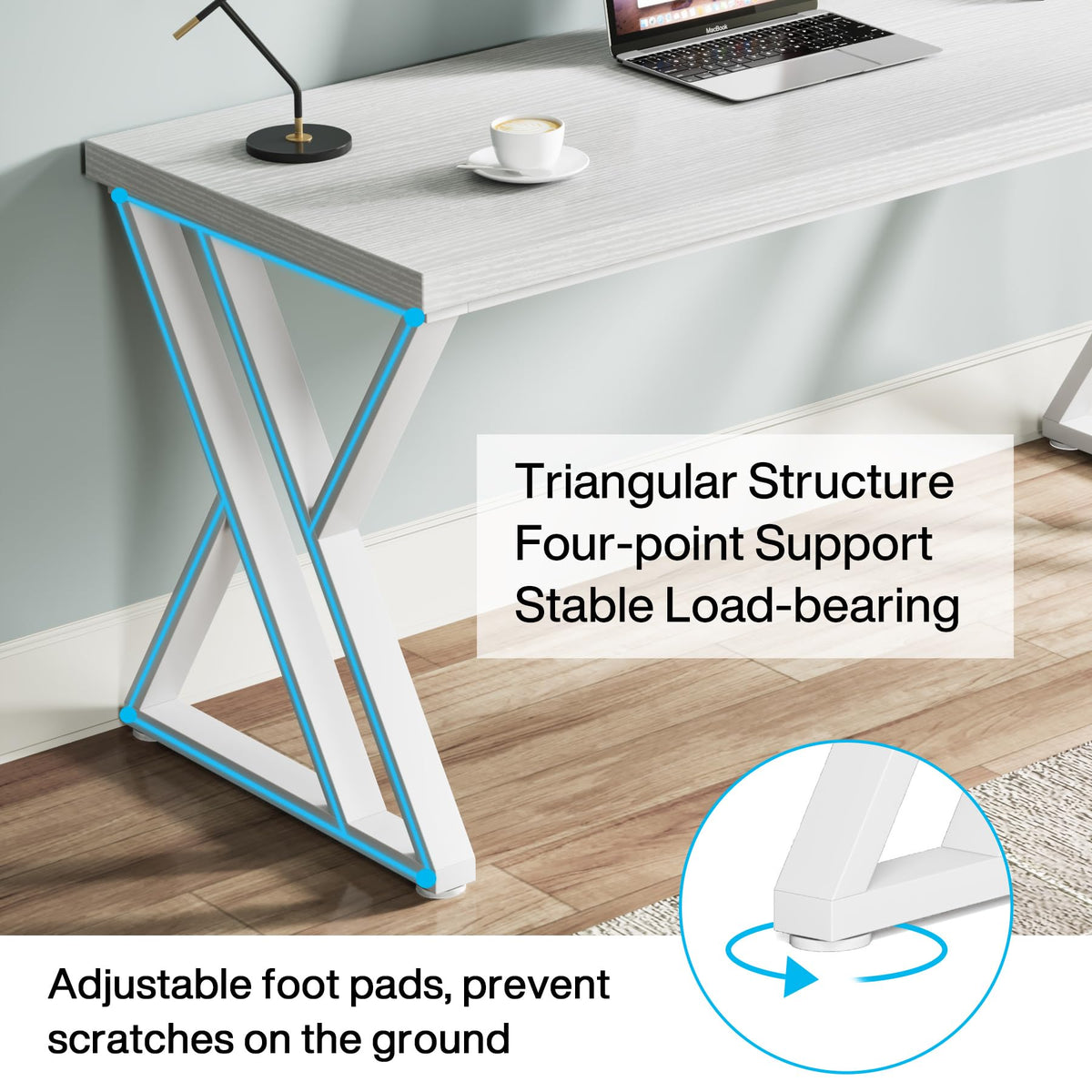 55 inch White Writing Computer Desk V677528