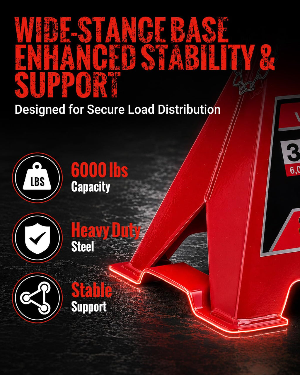 3 Ton Jack Stands with Double Lock, 1 Pair S100