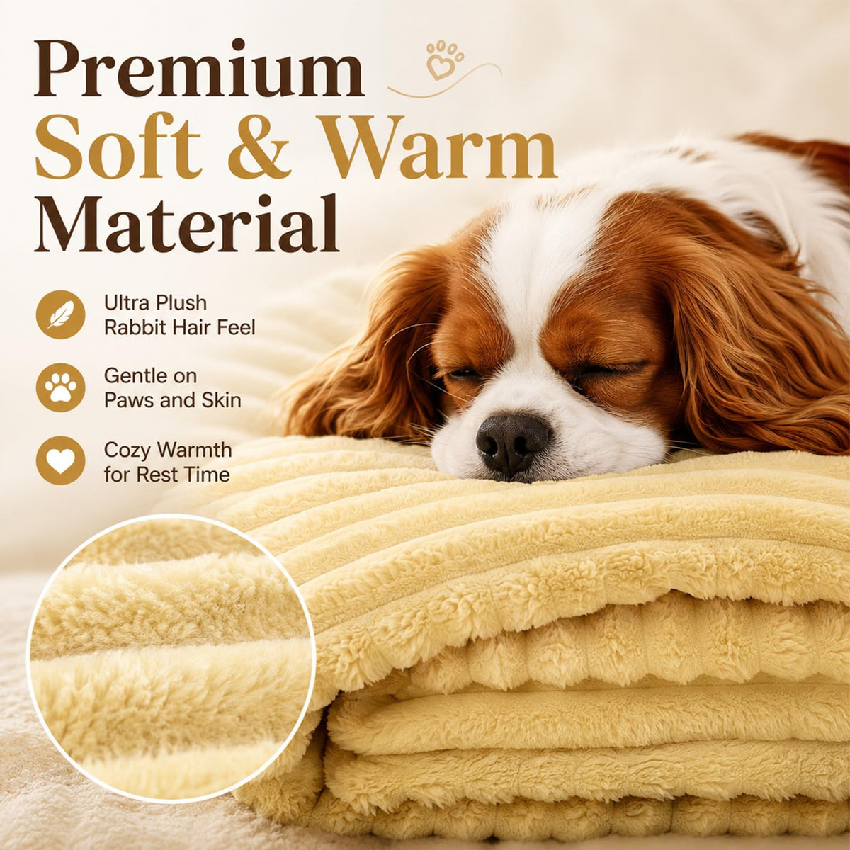 Yellow Rabbit Hair Plush Pet Blanket A5634