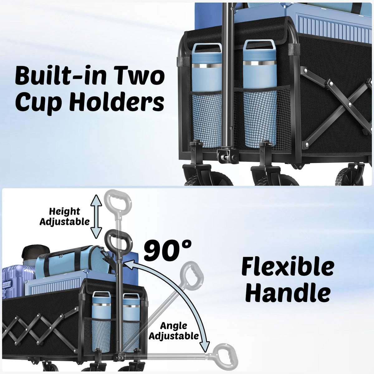 Foldable Collapsible Wagon Cart with Adjustable Handle E92942