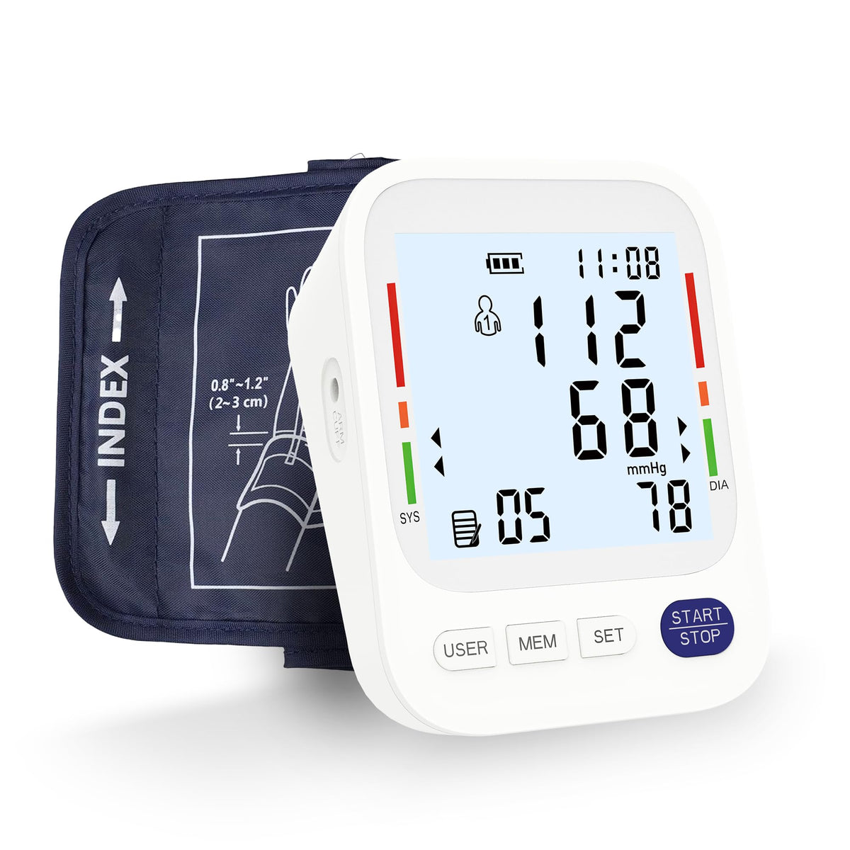Upper Arm Blood Pressure Monitor with Large LCD Display and Wide Cuff O1190