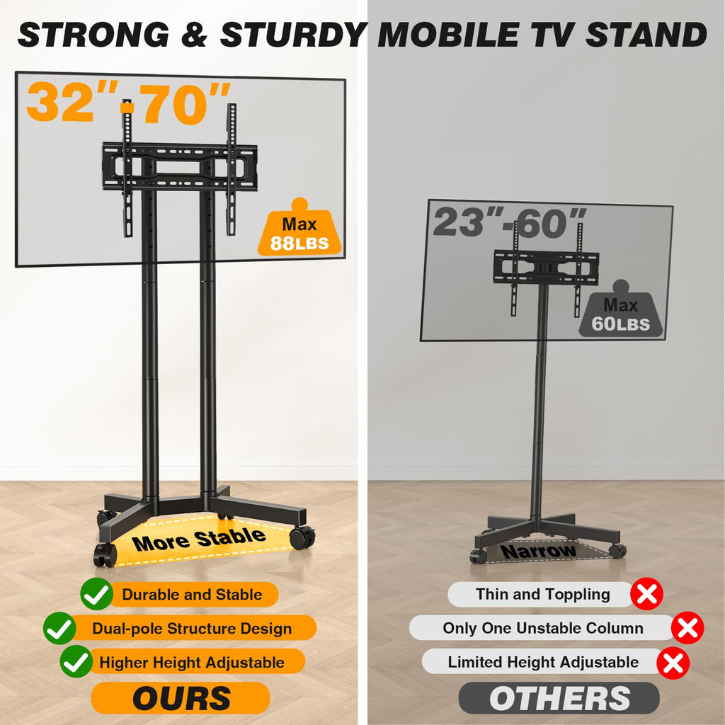 Dual-Pole Rolling TV Stand for 32-75 inch TVs E489758