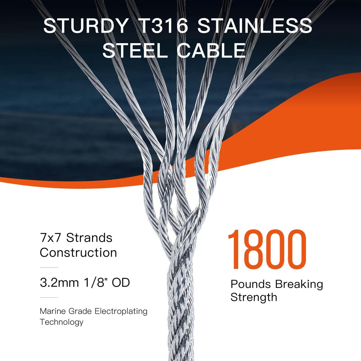 1/8" T316 Stainless Steel Cable V992020