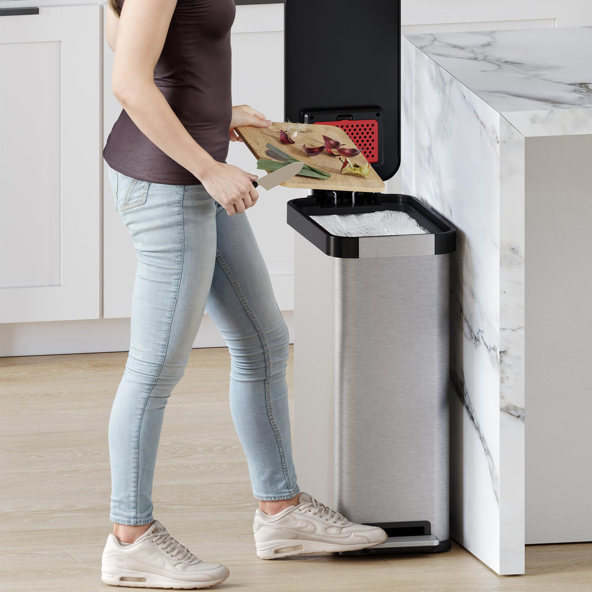 13.2 Gallon Kitchen Trash Can with Odor Filter P68397