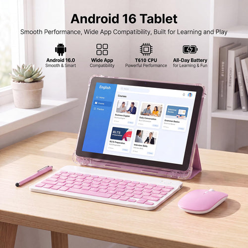 10 Inch 2 in 1 Tablet with Keyboard Kit & Case Pink U820