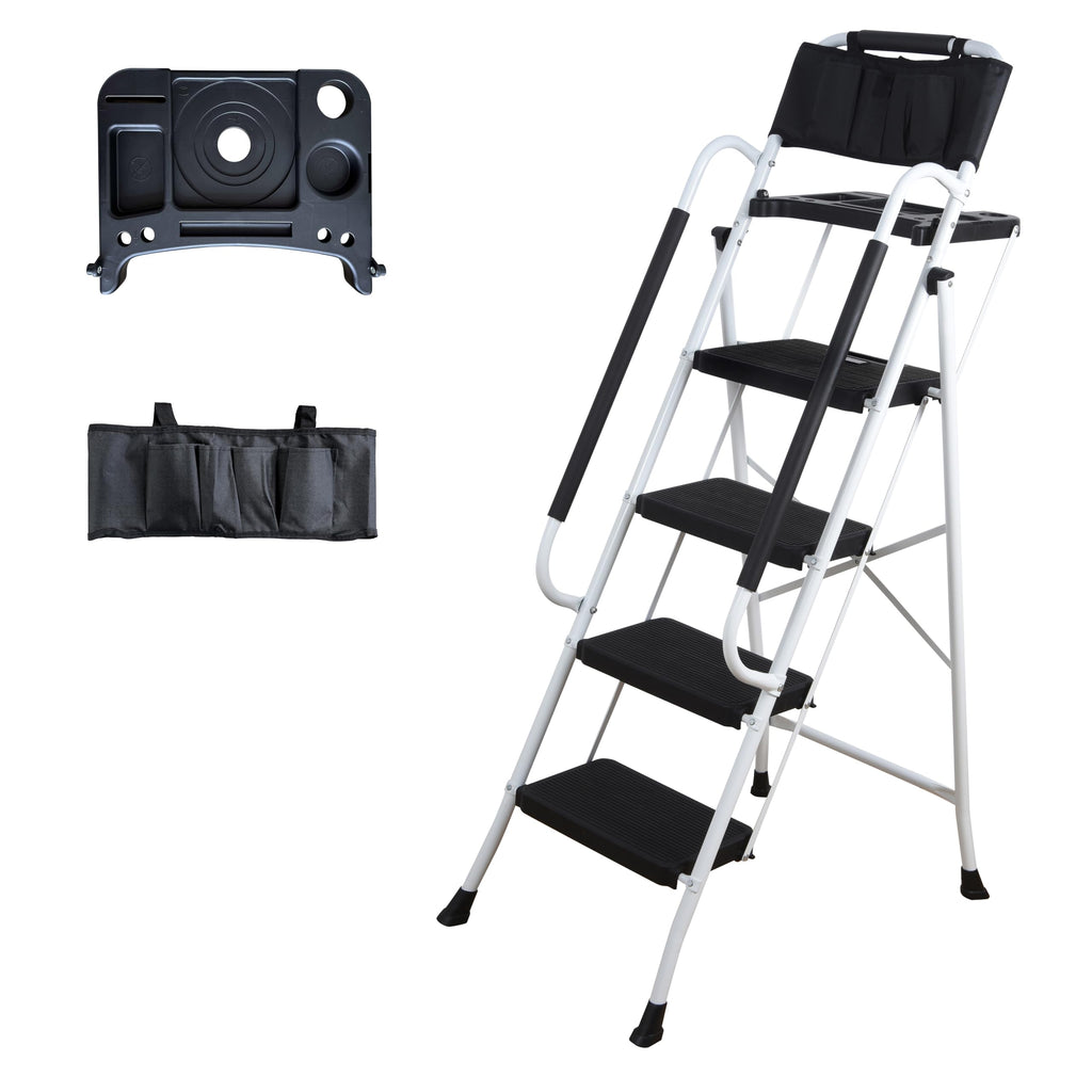 4 Step Ladder with Handrails 330lbs Capacity Q61631
