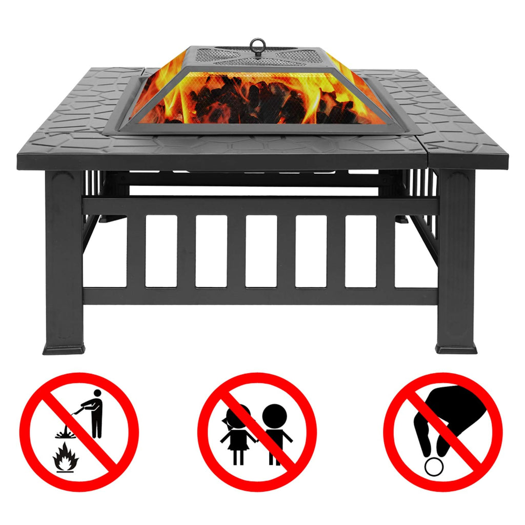 32in Square Metal Fire Pit Table J339707
