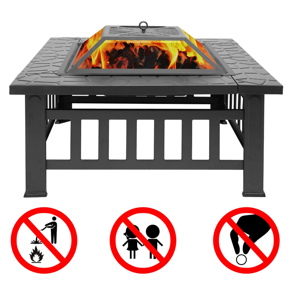 32in Square Metal Fire Pit Table J339707