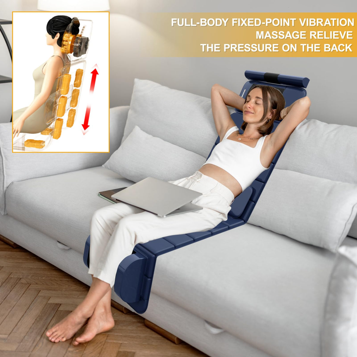 Full Body Massage Mat with Heat, 9 Vibrating Modes, Detachable Neck Massager S198181