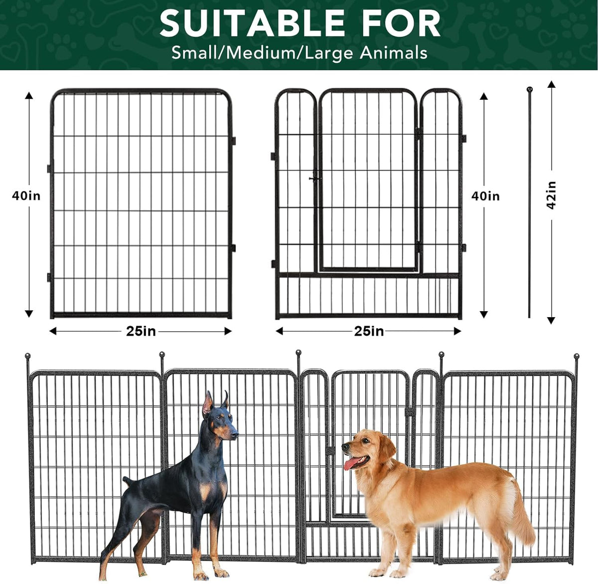 16 Panels 40" High Metal Dog Playpen with Gate X218948