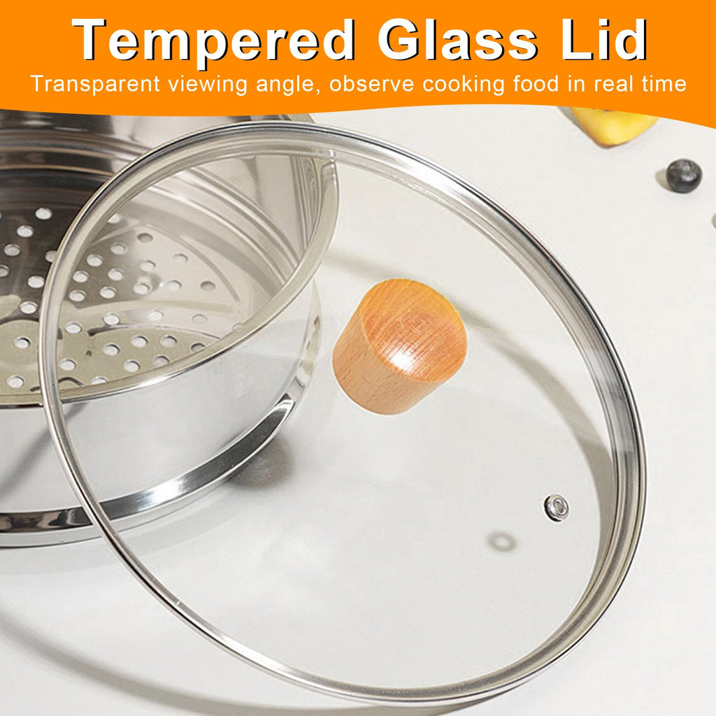 8 Inch Tempered Glass Pan Lid with Wooden Handle H5128