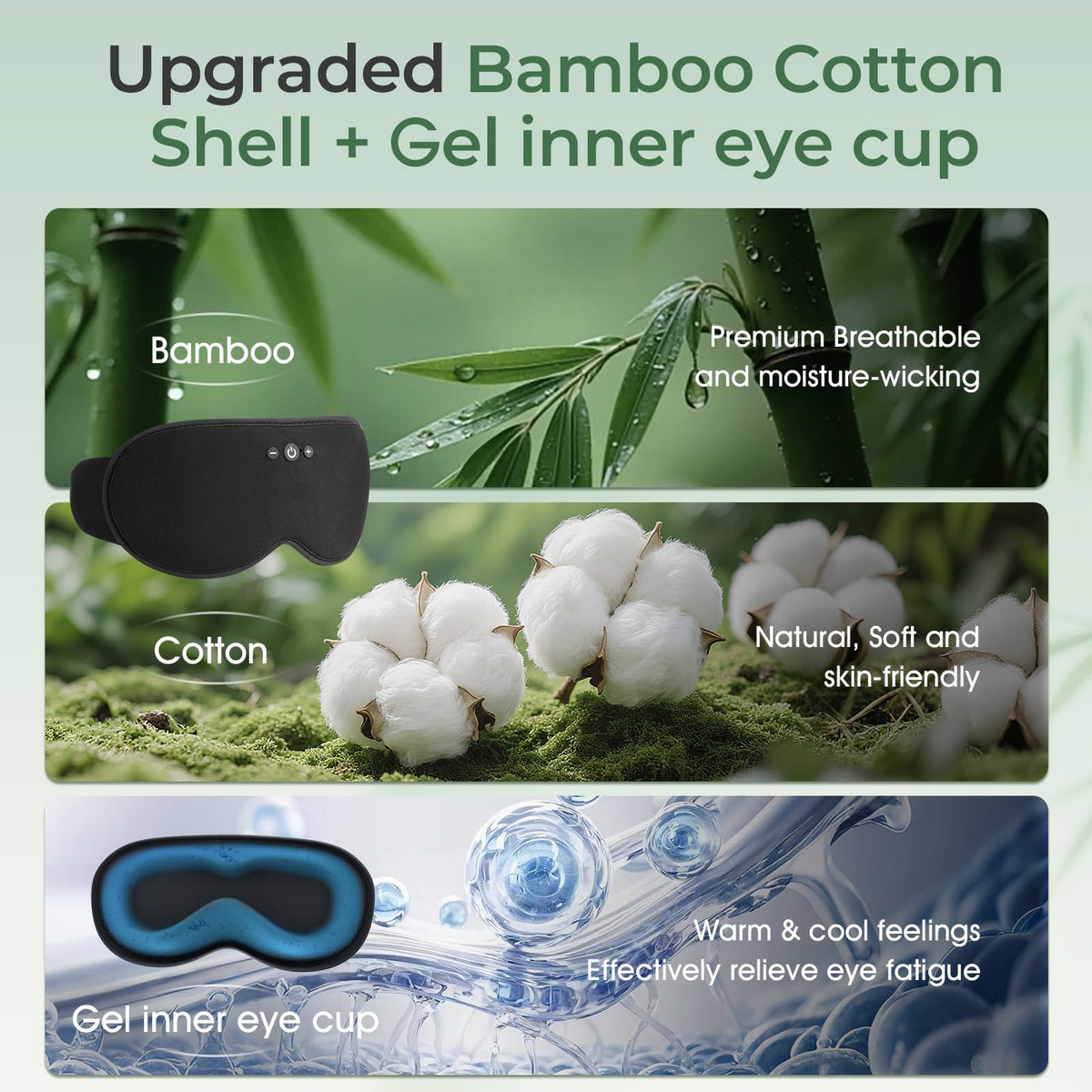 Bluetooth Sleep Mask with Hot & Cold Gel Insert O304
