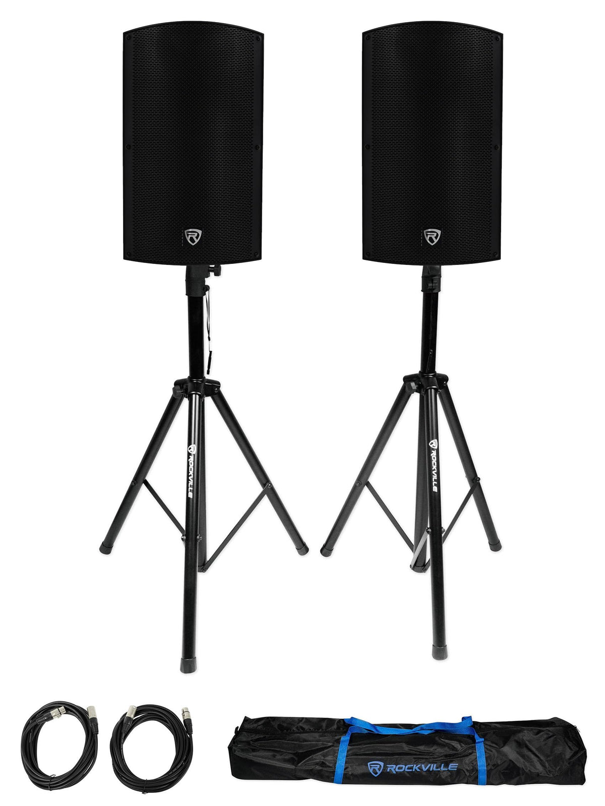 15" 2000W Powered DJ PA Speaker Pair with Stands E3364