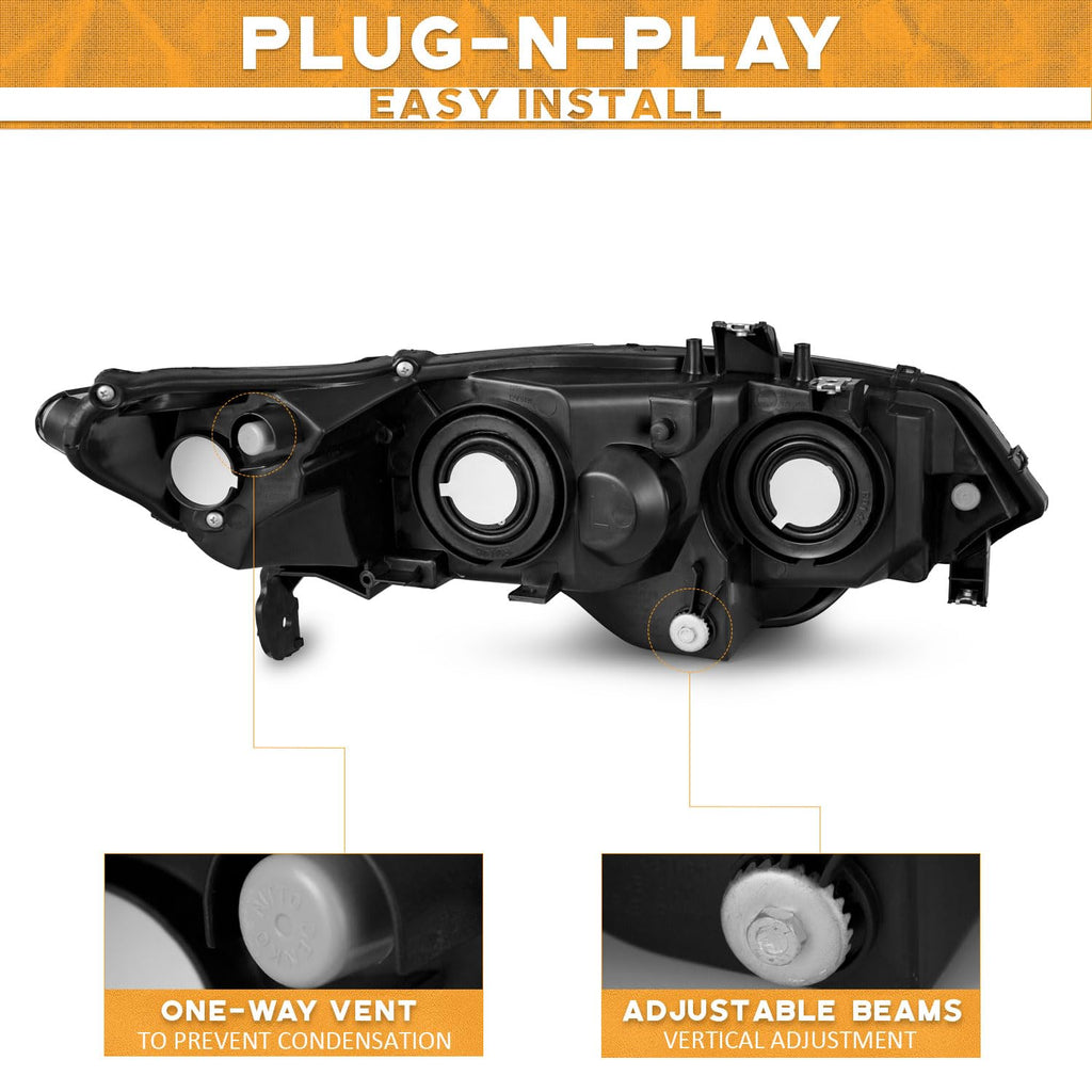 Headlight Assembly Pair Chrome Housing Amber Reflector K244108