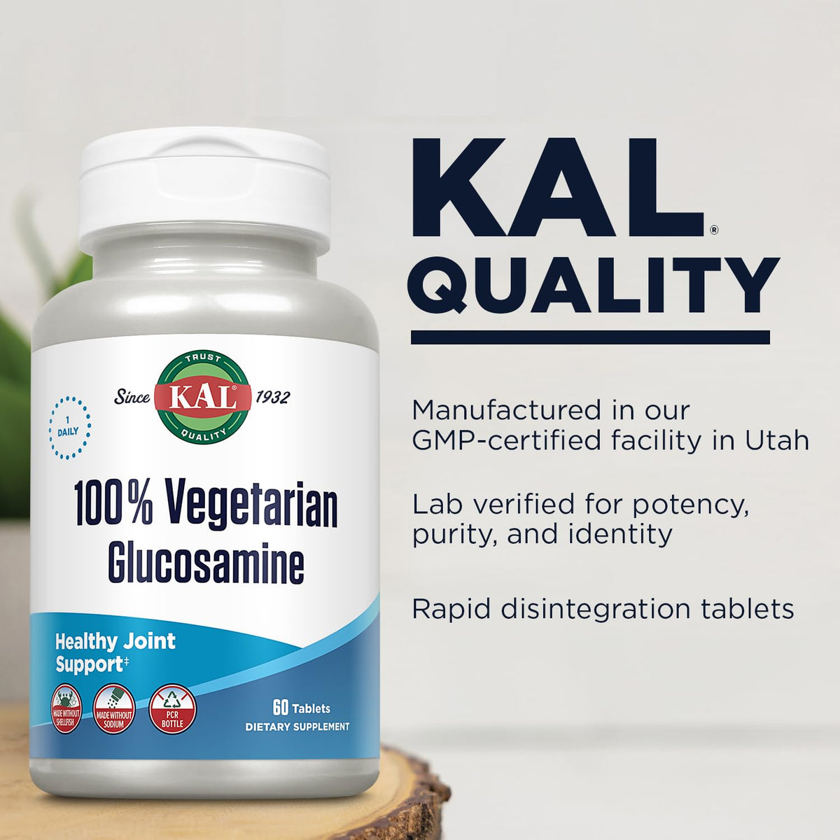 Vegetarian Glucosamine 1000 mg Joint Health Supplement 60 Tablets K7632