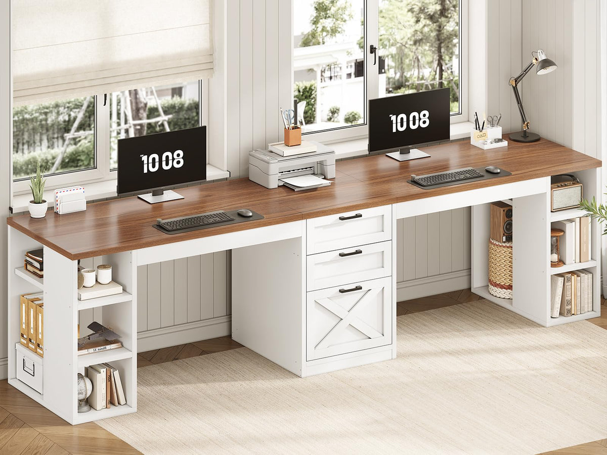 96.5" 2 Person Computer Desk with Storage Drawers O650924