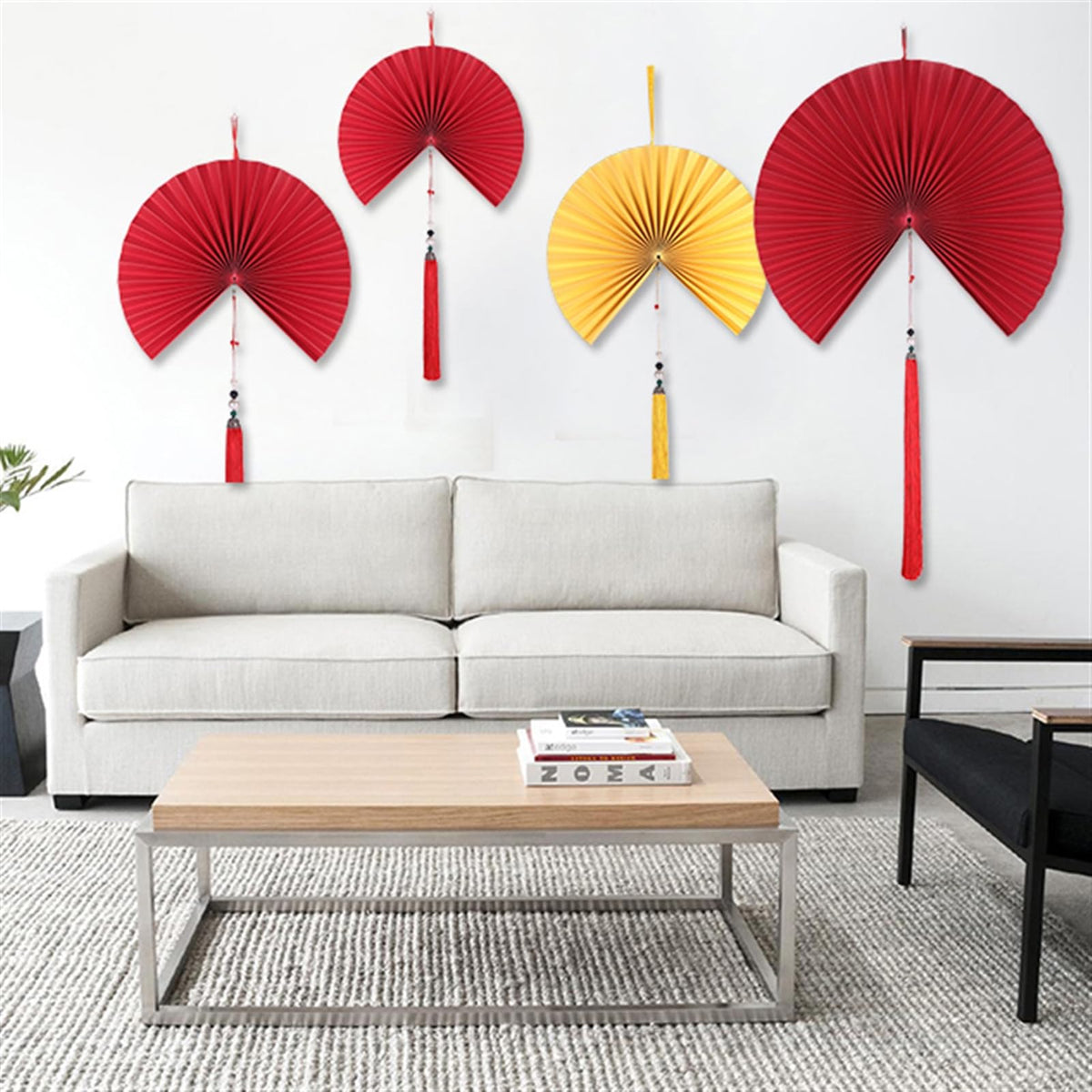 Handmade Hanging Folding Paper Fan Green 32'' H866691