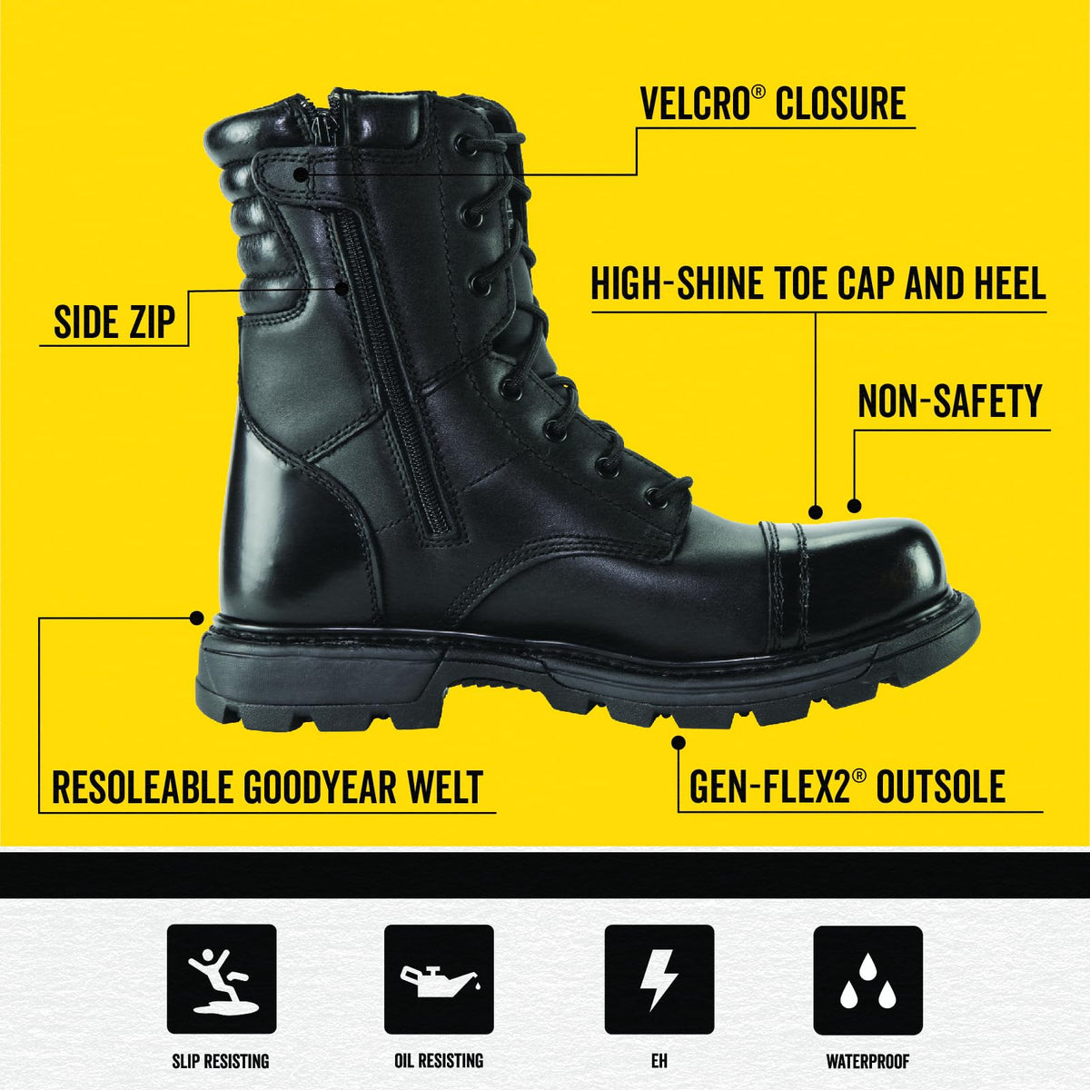 8" Side-Zip Leather Tactical Boots T613