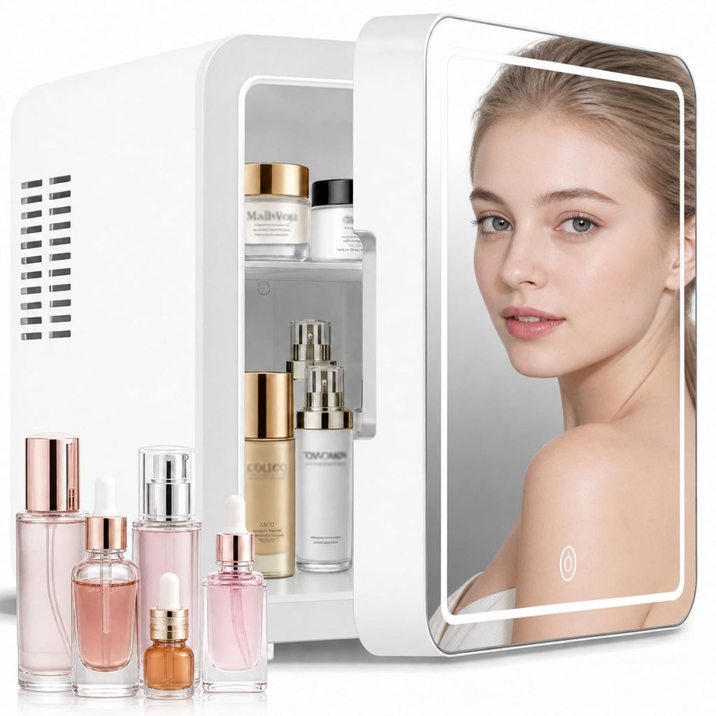 4L Portable Mini Skincare Refrigerator with Dimmable LED Mirror I344108