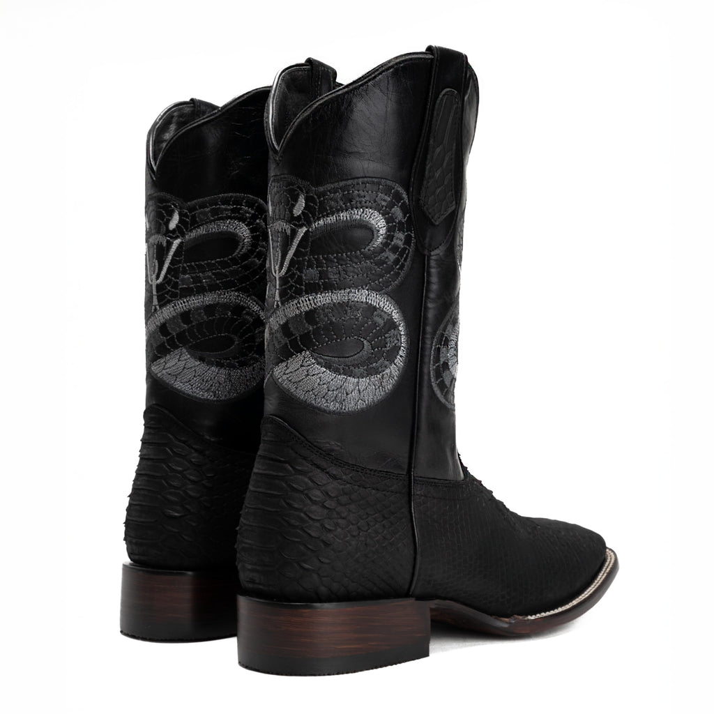 Python Leather Print Western Boots E2219
