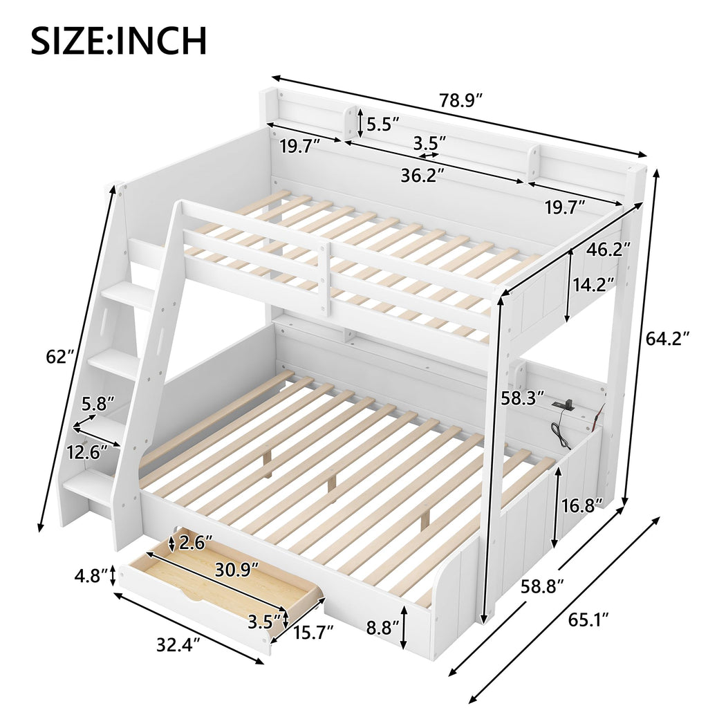 Twin Over Full Bunk Bed with Storage Shelves X96214