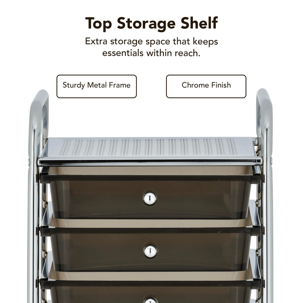 10 Drawer Rolling Storage Cart with Black Drawers T54372