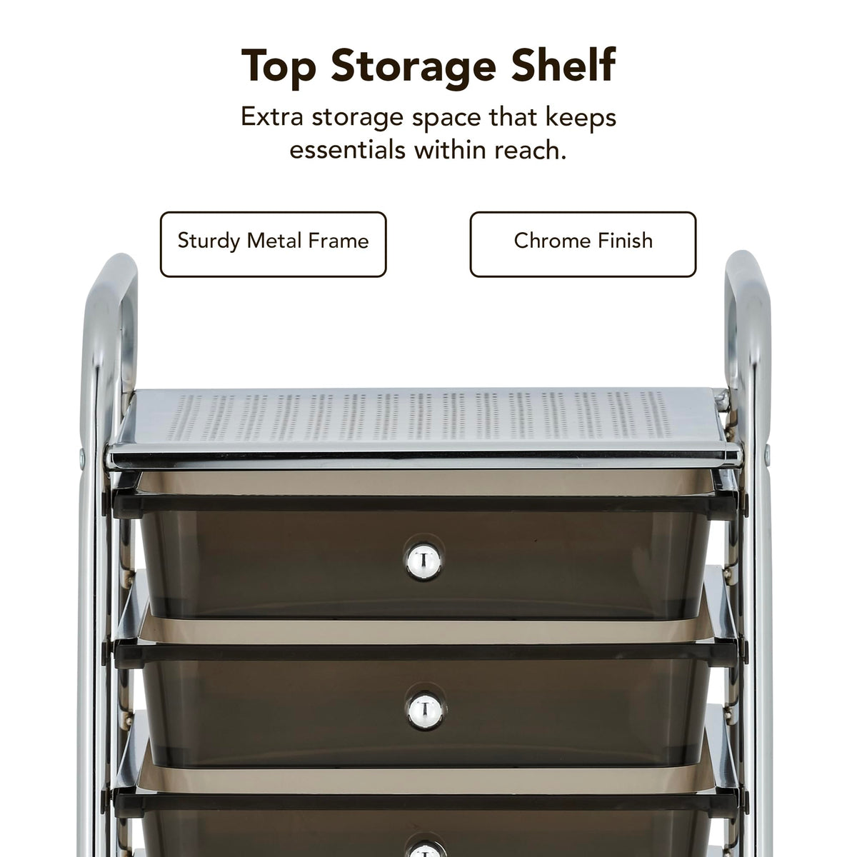 10 Drawer Rolling Storage Cart with Black Drawers T54372