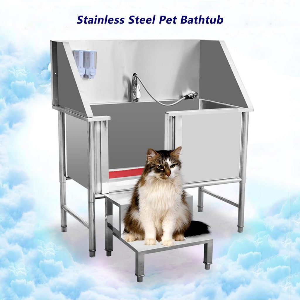 Stainless Steel Dog Bathing Station with Stairs W810798