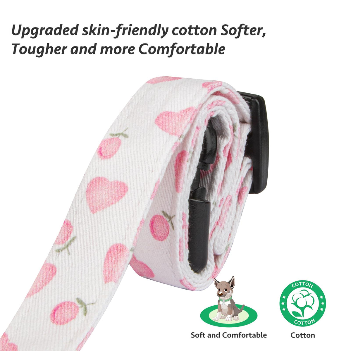 Cotton Dog Collar White and Pink Love Heart with Pendant Y85282