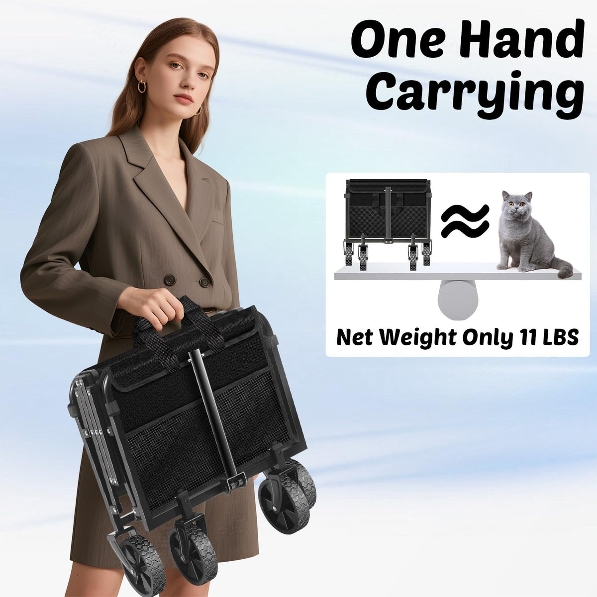 Foldable Collapsible Wagon Cart with Adjustable Handle E92942