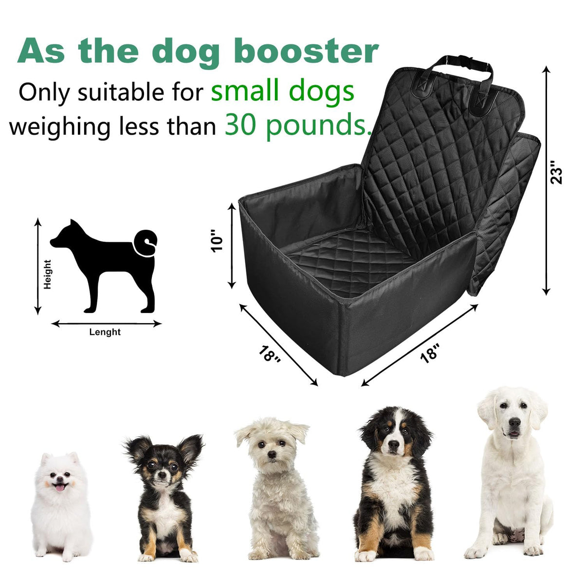 Black 2 in 1 Waterproof Dog Car Seat Cover with Safety Belt D2672