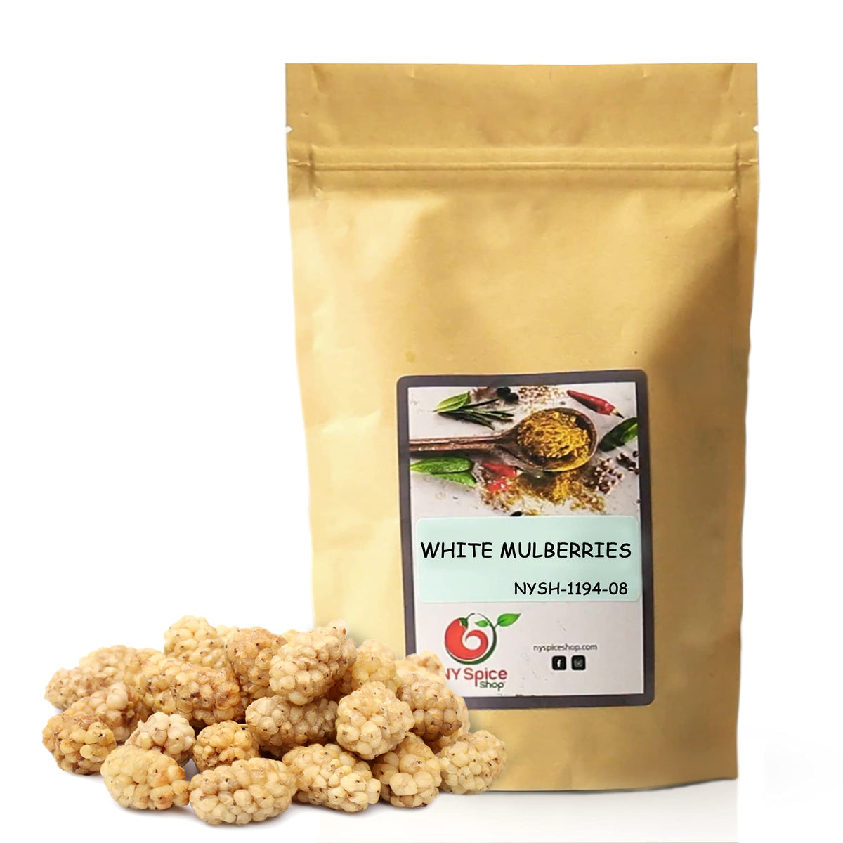 White Mulberries Sun-Dried Dried Fruit 8 Oz I40912