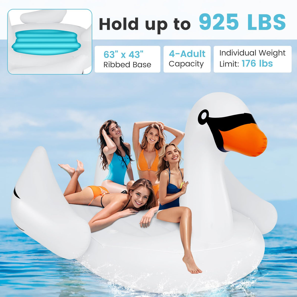 4-Person Inflatable Pool Float with Cup Holders G10921