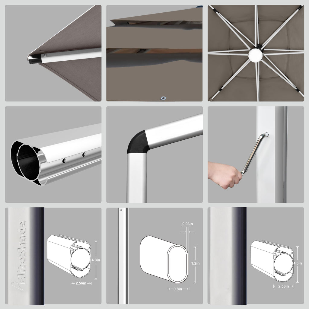 10x10FT Aluminum Cantilever Patio Umbrella with Light S424550