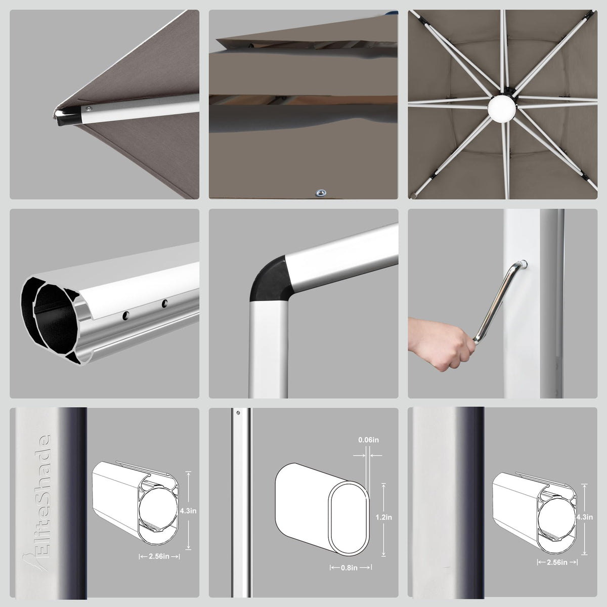 10x10FT Aluminum Cantilever Patio Umbrella with Light S424550