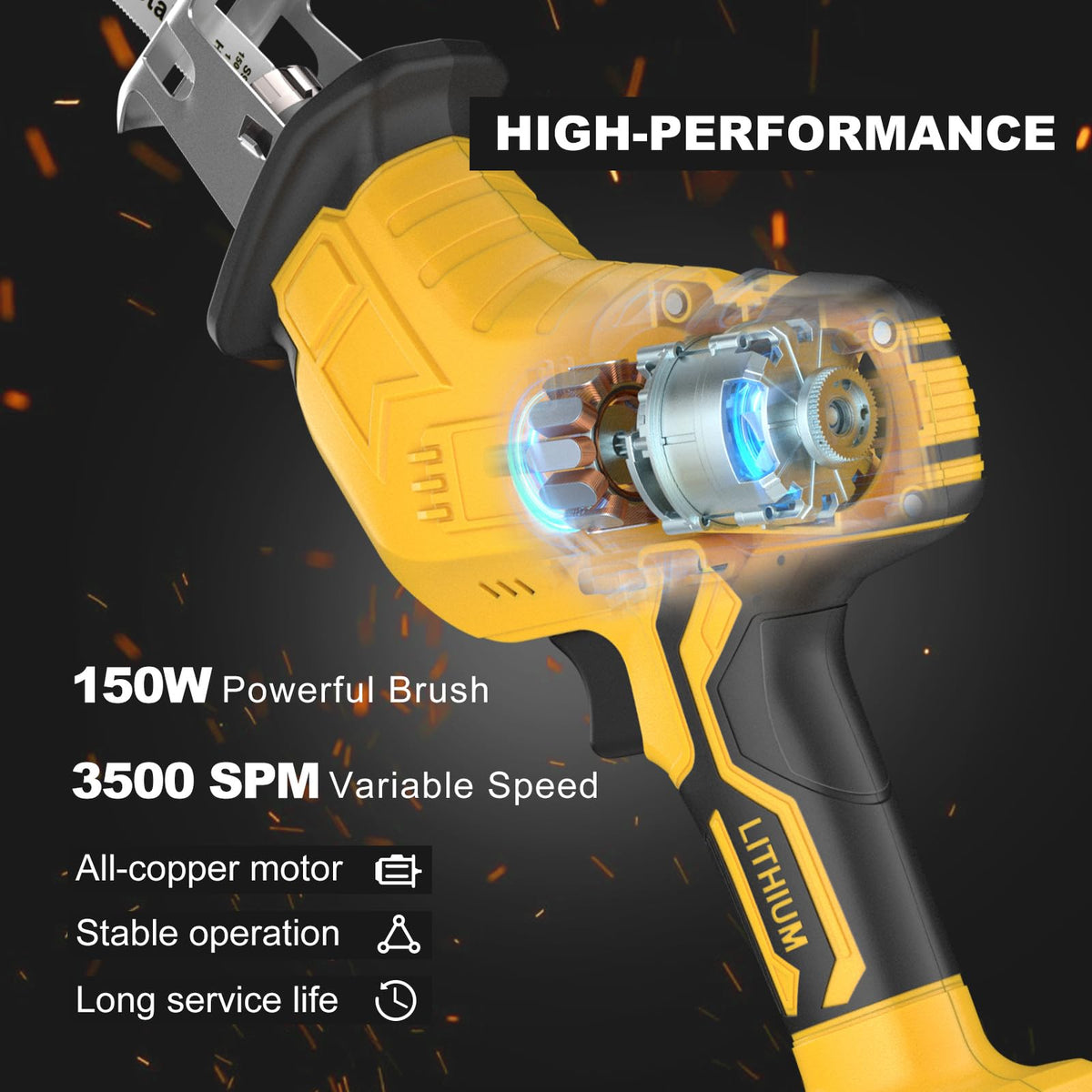 Cordless Reciprocating Saw 0-3500 SPM Variable Speed 4 Saw Blades O192