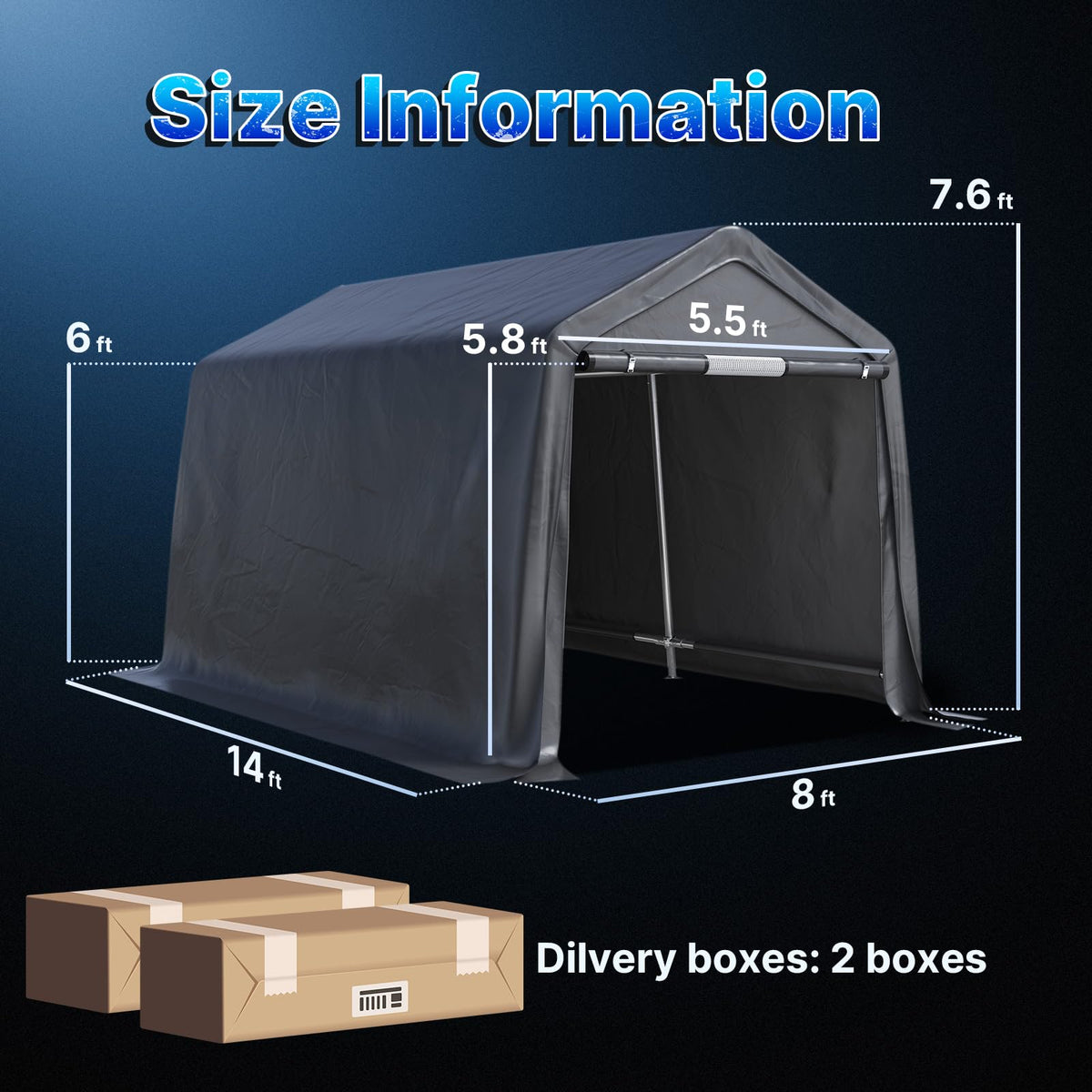 8x14 ft Steel Portable Garage Shelter with 2 Roll up Doors H368028