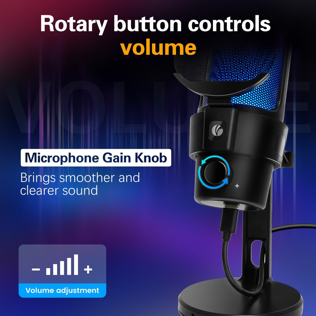 USB Condenser Microphone with Quick Mute, Pop Filter, Shock Mount R12917