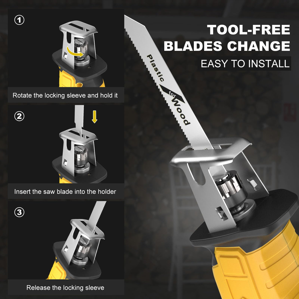 Cordless Reciprocating Saw 0-3500 SPM Variable Speed 4 Saw Blades O192