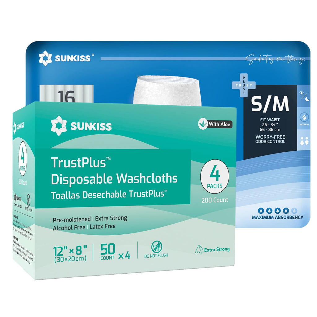 Incontinence Disposable Underwear Small/Medium 16 Count & Wet Wipes 200 Count O67351