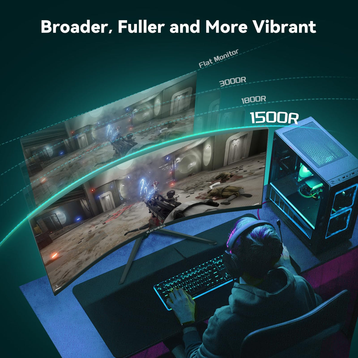 34 Inch Curved Ultrawide Gaming Monitor, UWQHD 165Hz, 1500R S716500